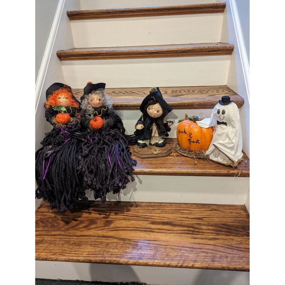 Four Halloween Figurines - 3 Witches and 1 ghosts